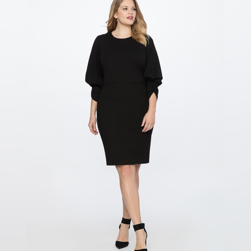 Eloquii Black Dress size 22 NWT stretch jersey knit drama